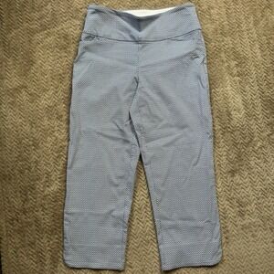 S.C. & CO. Women's 360 Tummy Control Capris Pants Blue Geo Size 6 EUC